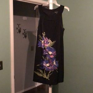 Black Sleeveless Dress with Flowers, Worn Once